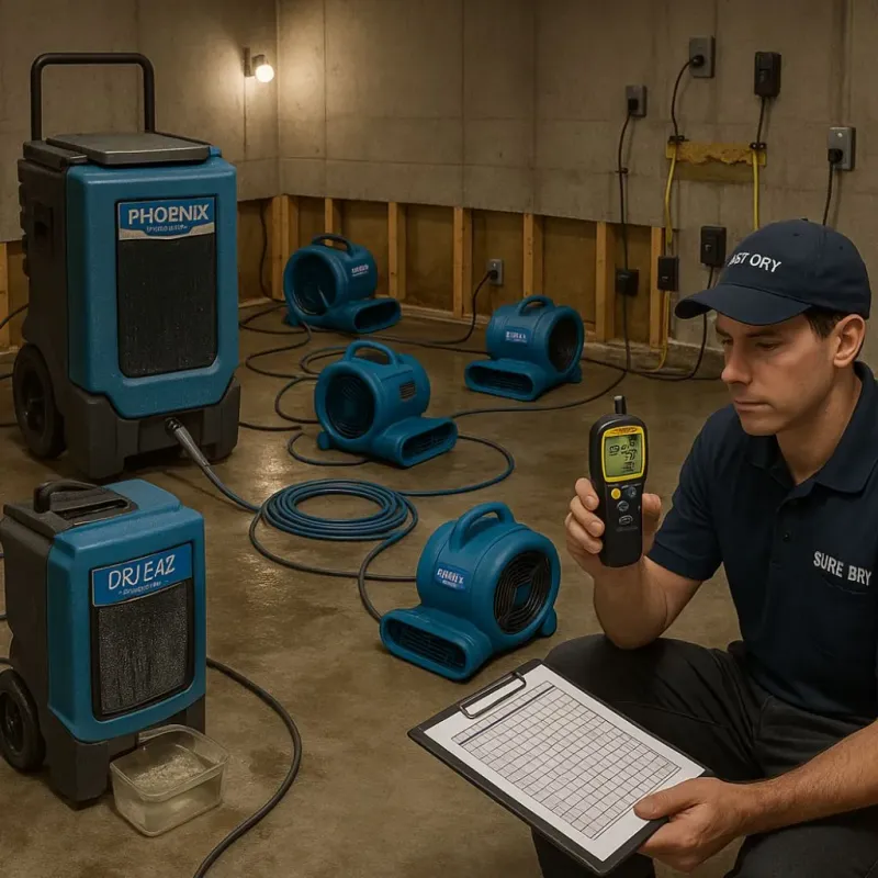 Structural Drying and Dehumidification process in Moundville, AL